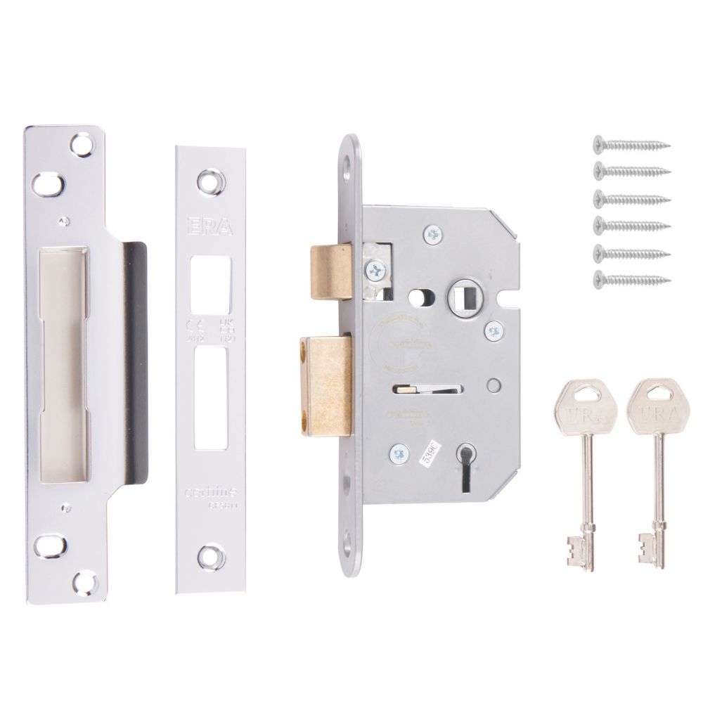 Image of ERA 5 Lever Chrome Mortice Sashlock 64mm Case - 44mm Backset 