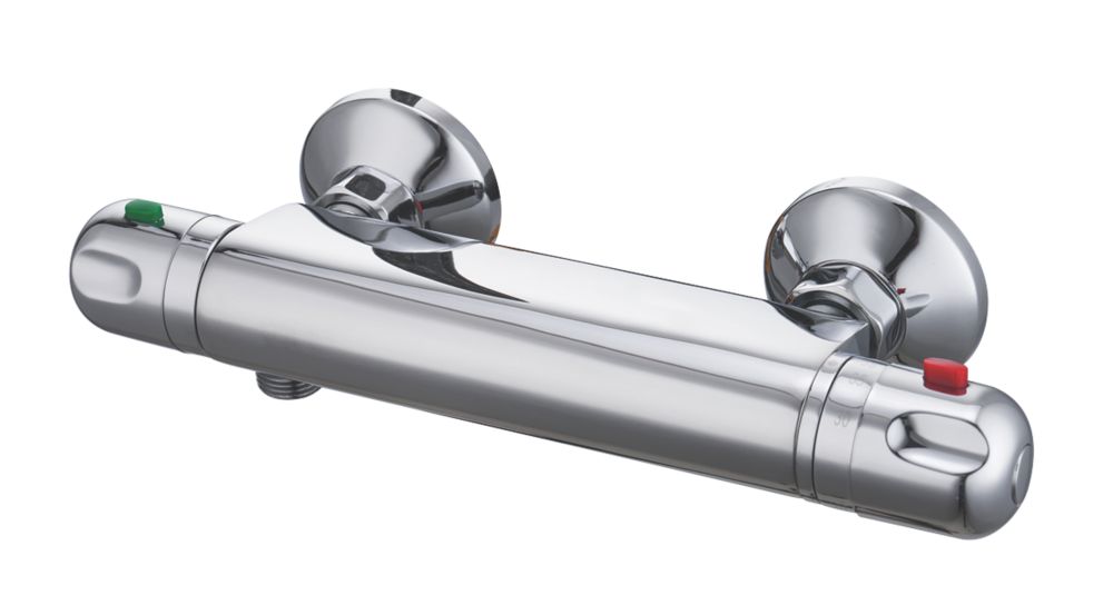 Image of Swirl Exposed Thermostatic Shower Mixer Valve Fixed Silver 