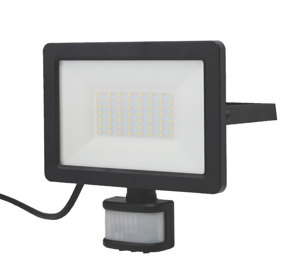 Image of LAP Weyburn Outdoor LED Floodlight With PIR Sensor Black 30W 3000lm 