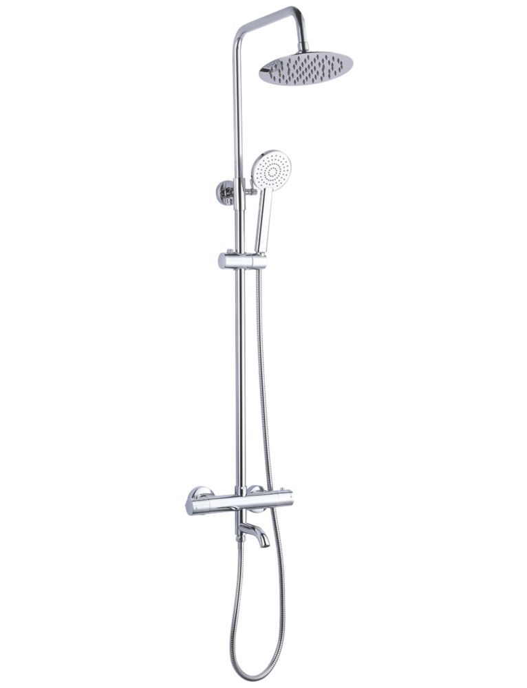 Image of ETAL Santana Rear-Fed Exposed Polished Chrome Thermostatic Mixer Shower with Bath Filler 