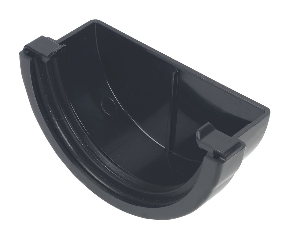 Image of FloPlast Half Round External Stop End Black 76mm 