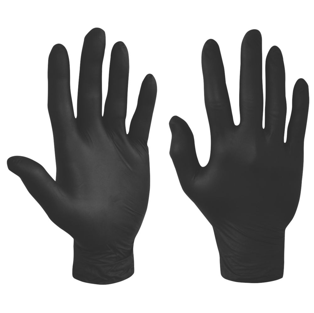 Image of Polyco Bodyguards GL897 Nitrile Powder-Free Disposable Gloves Black Large 100 Pack 