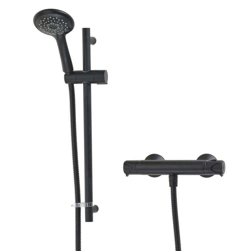 Image of Triton Benito Rear-Fed Exposed Matte Black Thermostatic Mixer Shower 