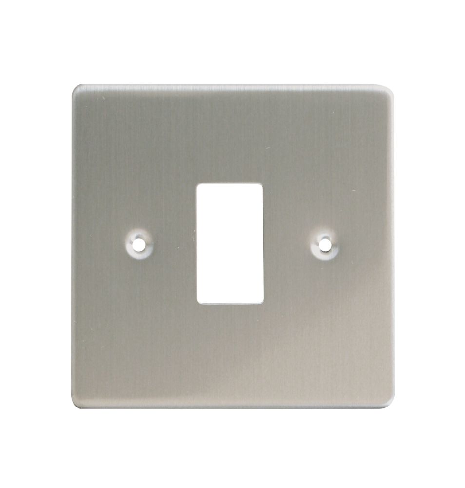 Image of Varilight PowerGrid 1-Module Grid Faceplate Brushed Steel 