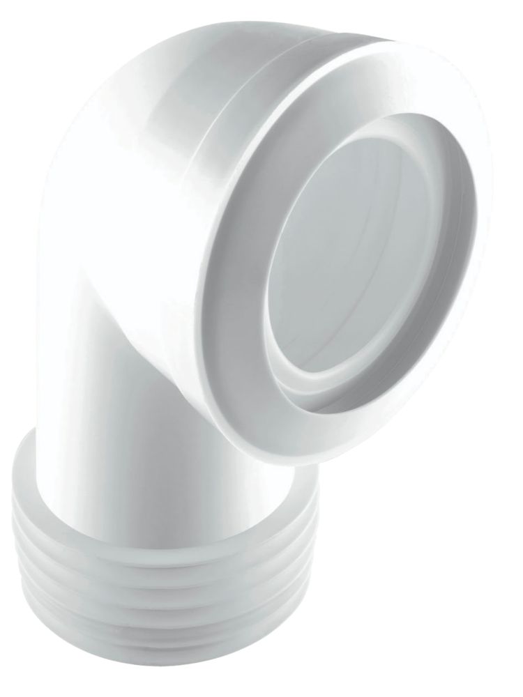 Image of McAlpine MACFIT Rigid 90Â° Angled WC Short Pan Connector White 235mm 