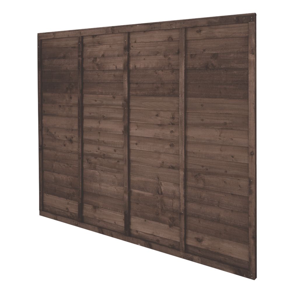 Image of Forest TP Super Lap Garden Fencing Panel Dark Brown 6' x 5' 6" Pack of 5 