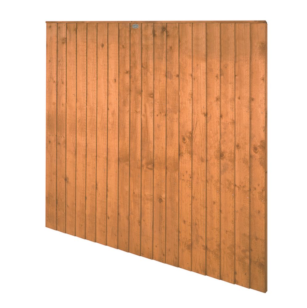 Image of Forest Vertical Board Closeboard Garden Fencing Panel Golden Brown 6' x 5' 6" Pack of 3 
