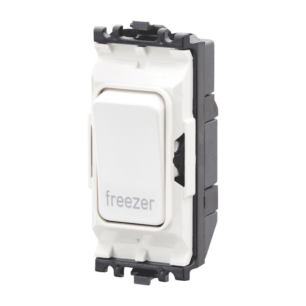 Image of MK Grid Plus 20A Grid DP Freezer Switch White with Colour-Matched Inserts 