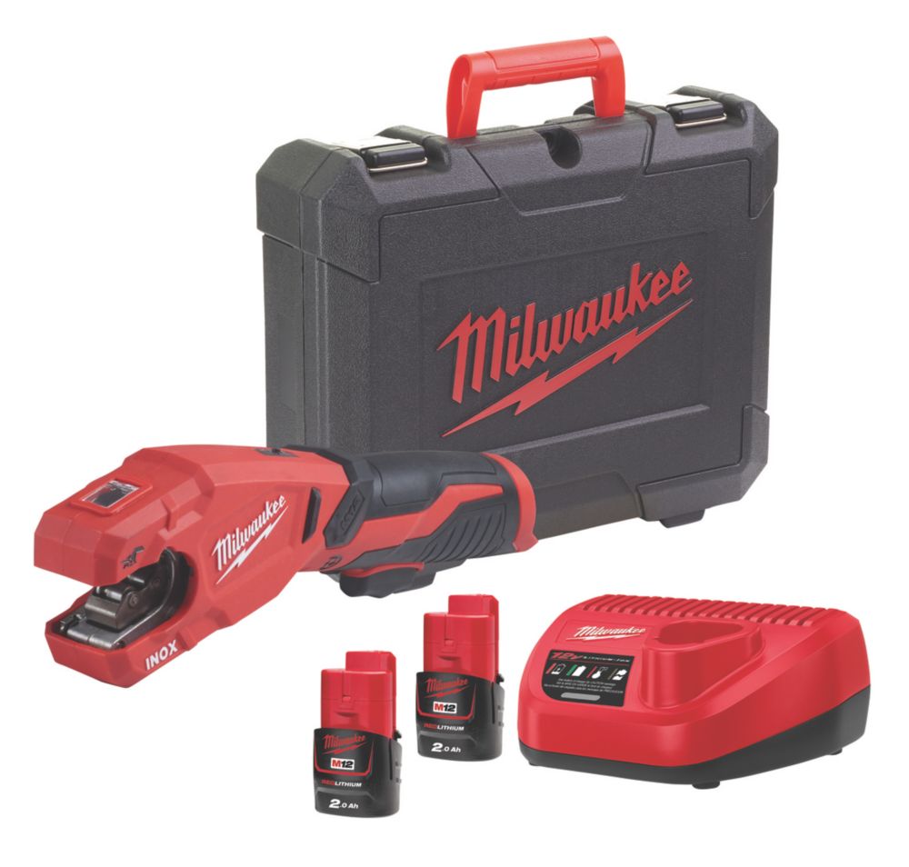 Image of Milwaukee M12PCSS-202C 12V 2 x 2.0Ah Li-Ion RedLithium Cordless Pipe Cutter 