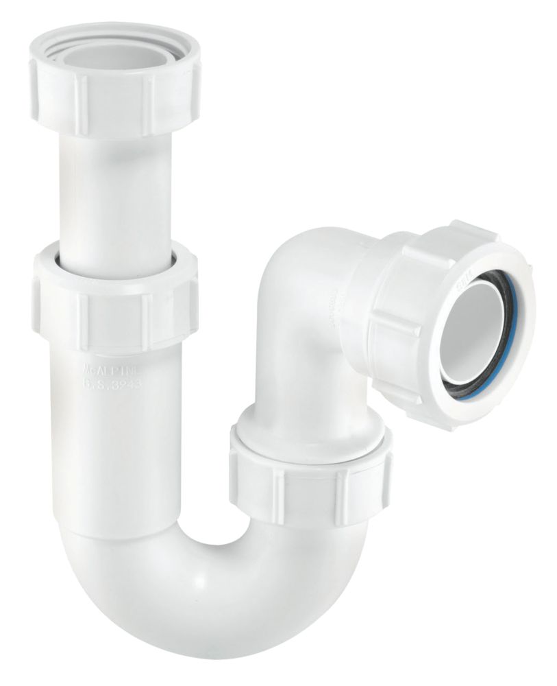 Image of McAlpine Adjustable Inlet Tubular 'P' Trap White 32mm 
