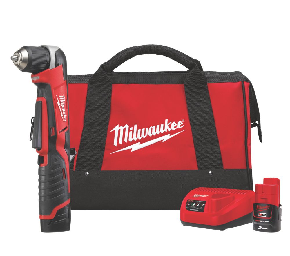 Image of Milwaukee C12 RAD-202B 12V 2 x 2.0Ah Li-Ion RedLithium Brushless Cordless Right-Angled Drill 