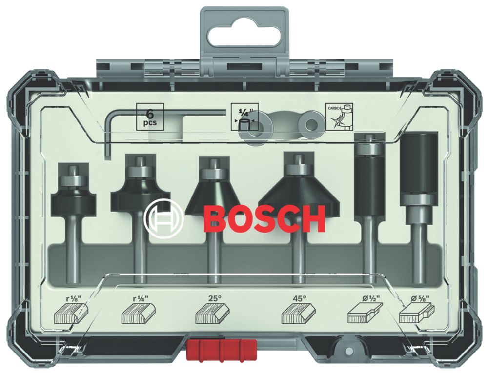 Image of Bosch 1/4" Shank Trim Router Bit Set 6 Pieces 