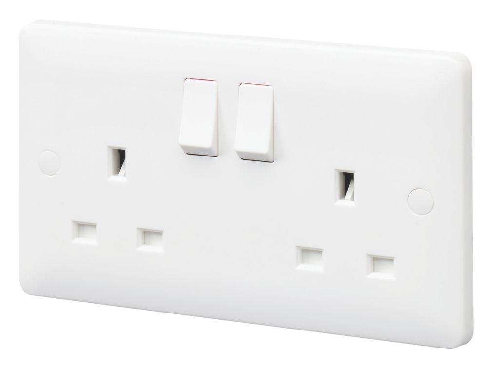 Image of MK Base 13A 2-Gang SP Switched Socket White with White Inserts 