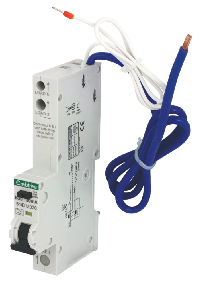 Image of Crabtree Starbreaker 20A 30mA SP Type B RCBO 