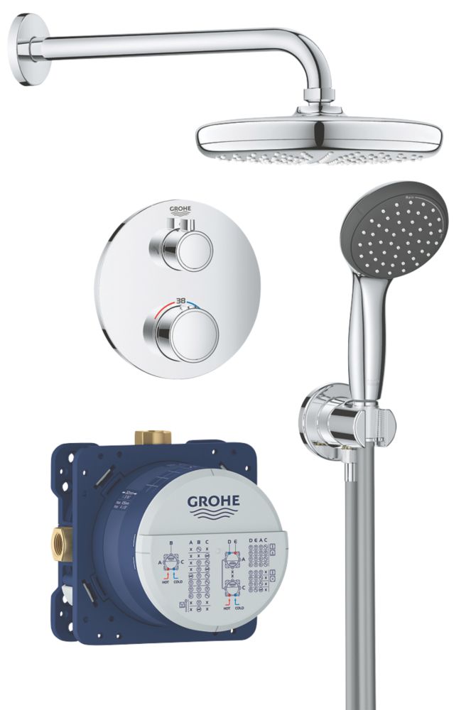Image of Grohe Precision Trend HP Rear-Fed Concealed Chrome Thermostatic Shower System 