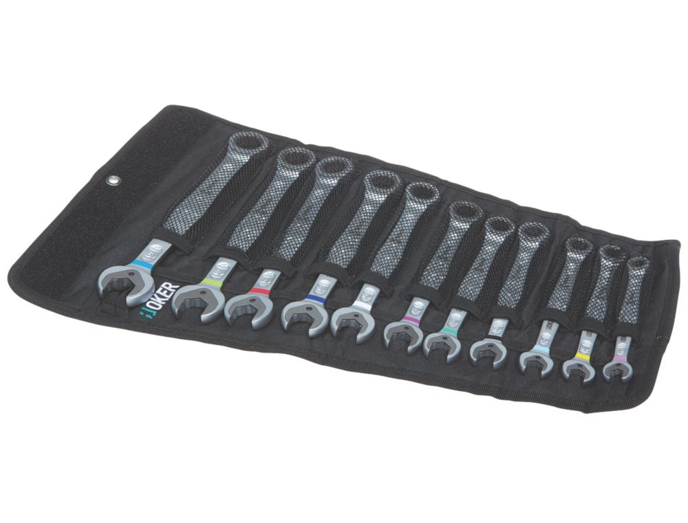 Image of Wera Joker Combination Ratchet Spanner Set with Open-End 11 Pieces 