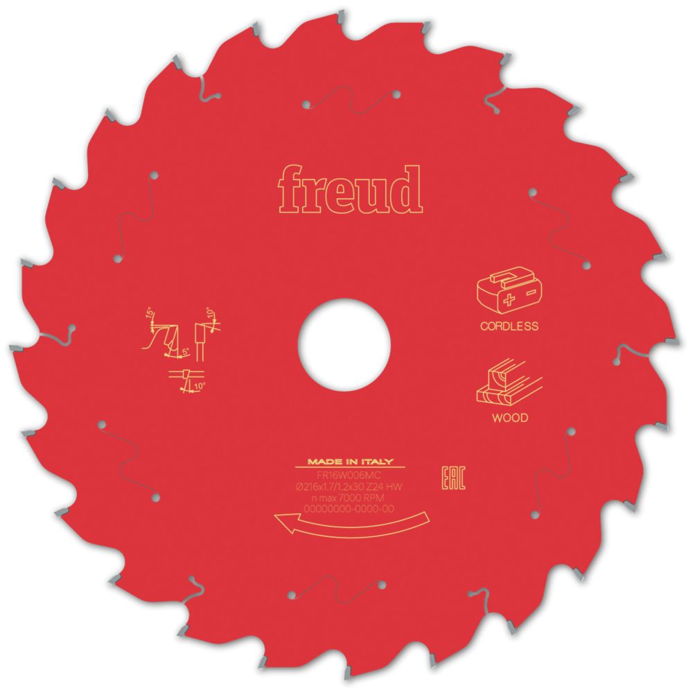 Image of Freud F03FS10061 Wood/Chipboard/MDF Circular Saw Blade 216mm x 30mm 24T 