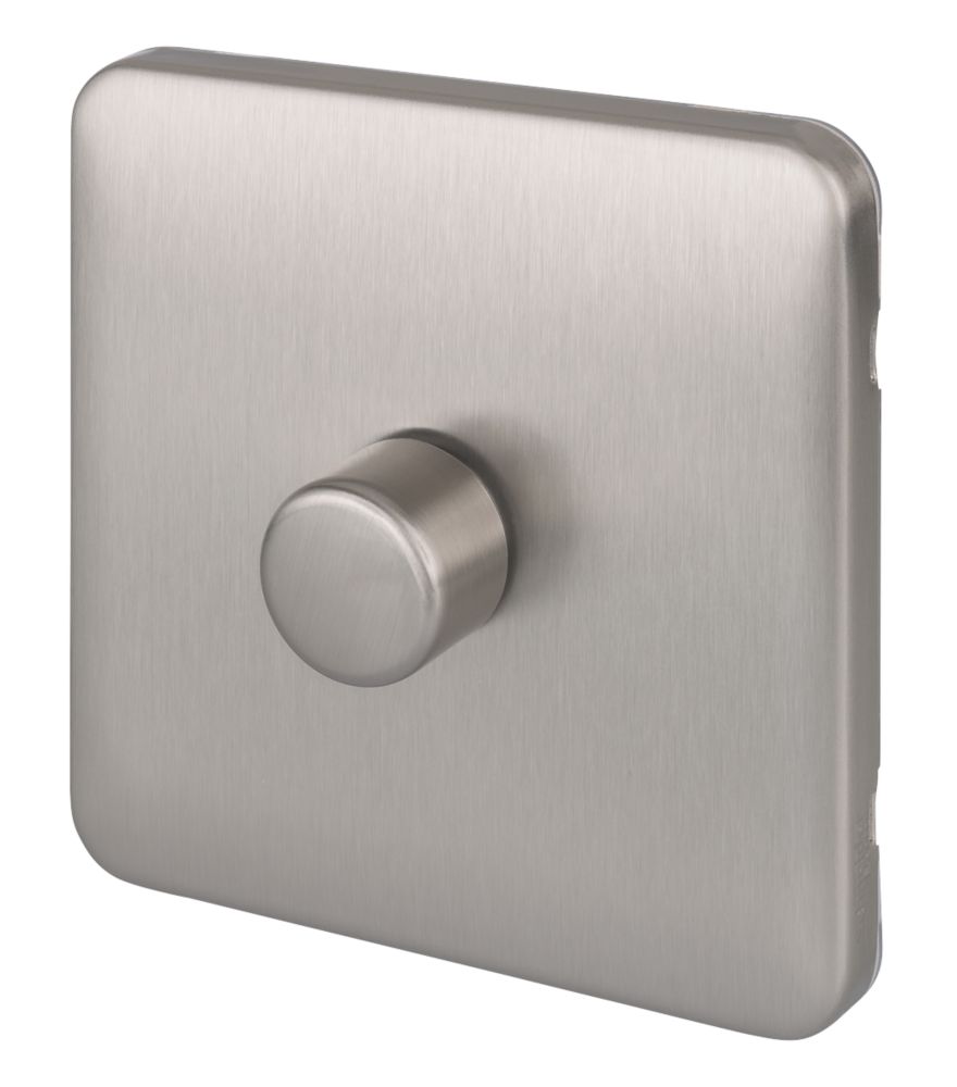 Image of Schneider Electric Lisse Deco 1-Gang 1-Way Dimmer Brushed Stainless Steel 