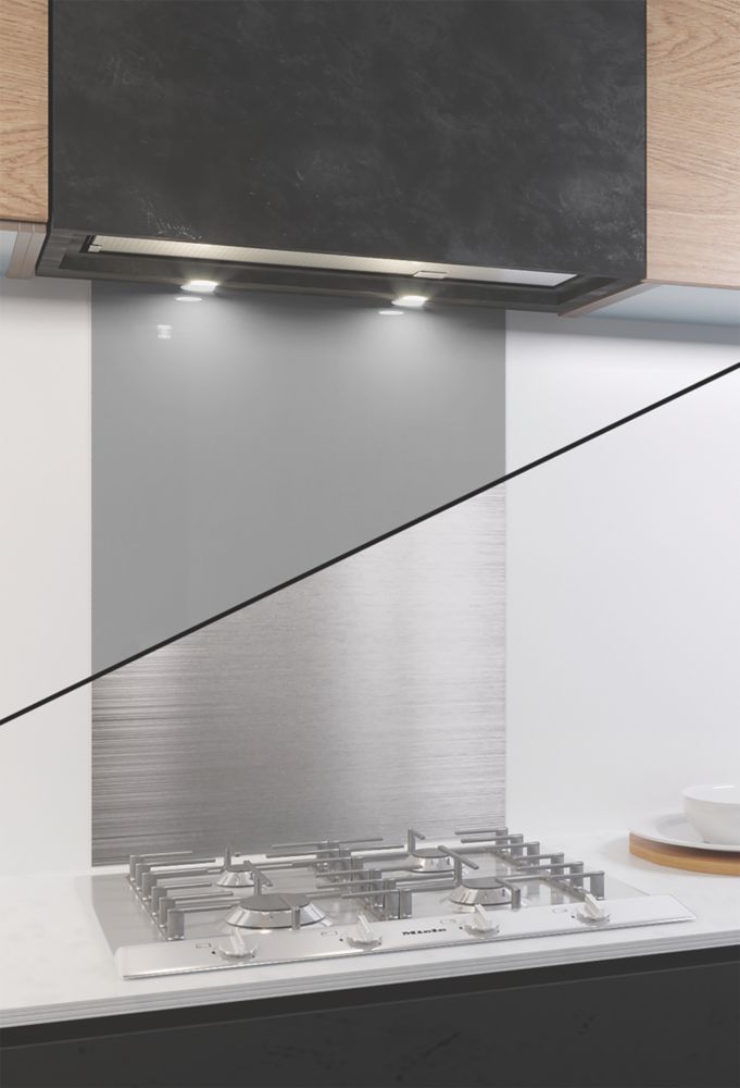 Image of AluSplash Space Silver / Brushed Steel Splashback 600mm x 800mm x 4mm 