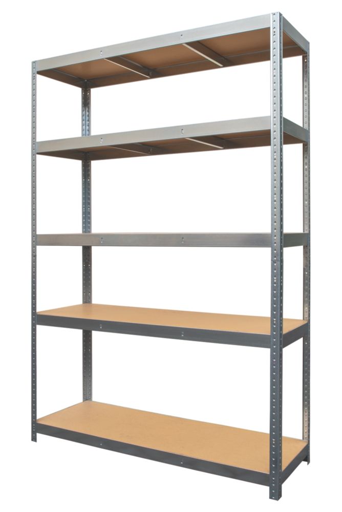 Image of 5-Tier Galvanised Steel Boltless Shelving Unit 1200mm x 450mm x 1800mm 