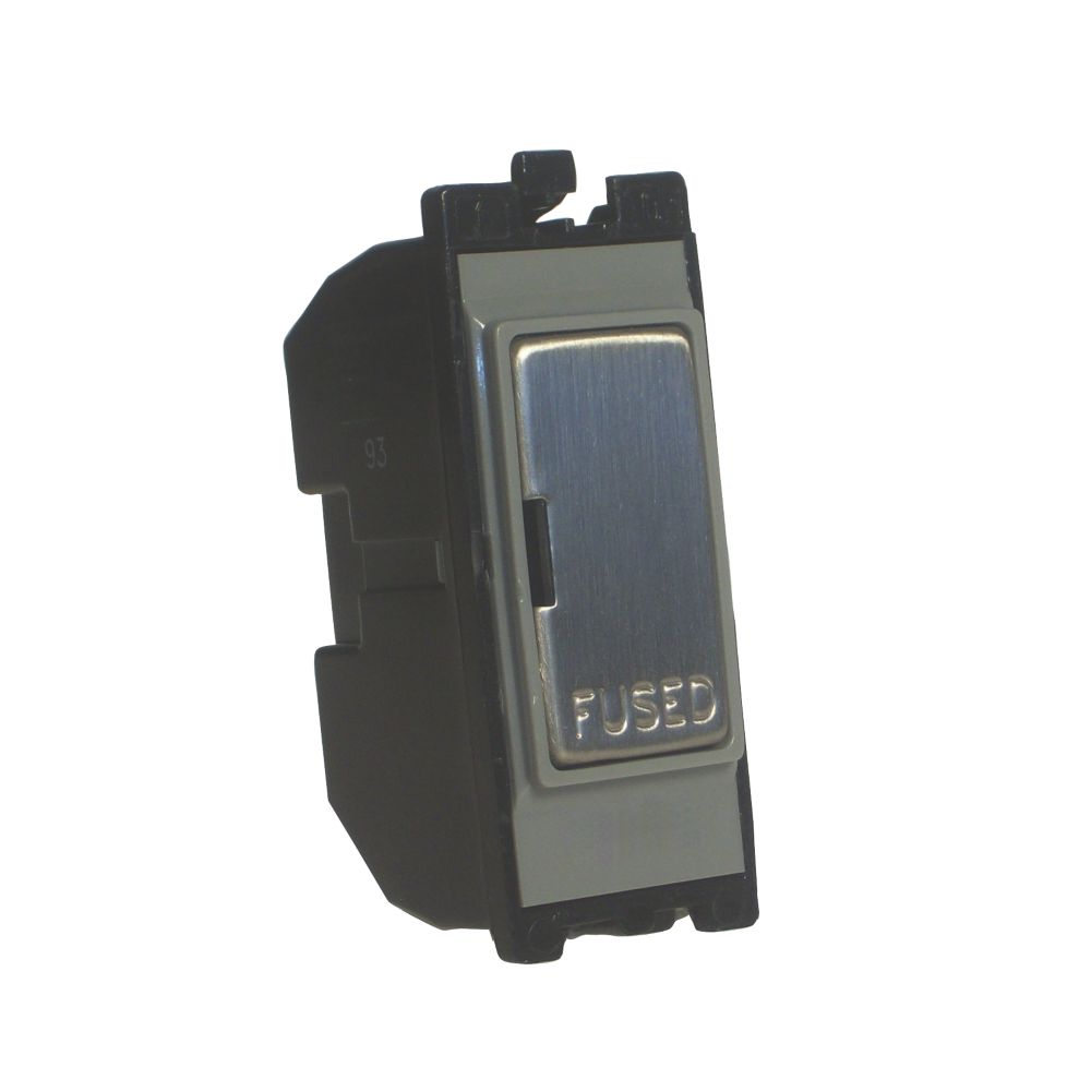 Image of Varilight PowerGrid 13AX Grid Fused Spur Brushed Steel with Colour-Matched Inserts 