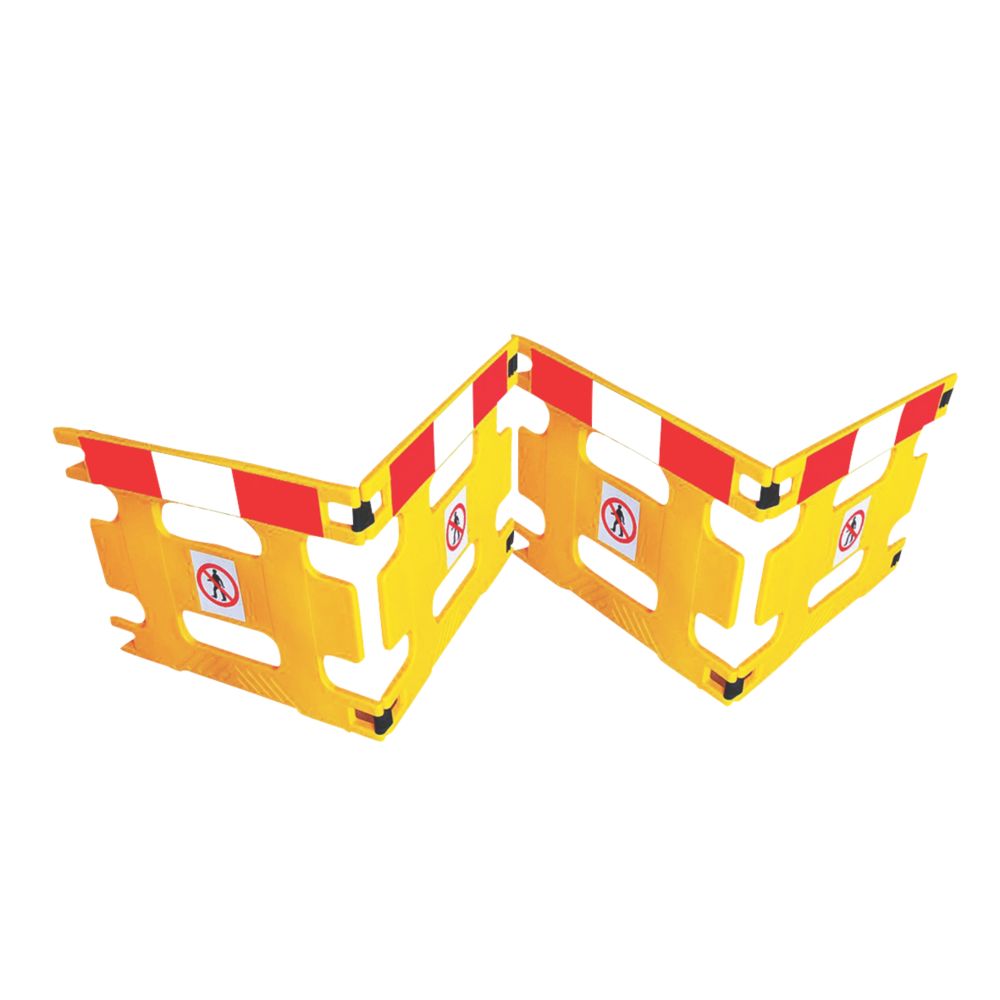 Image of Addgards Handigard 4-Panel Barrier Yellow w/Red & White Stripe 970mm 