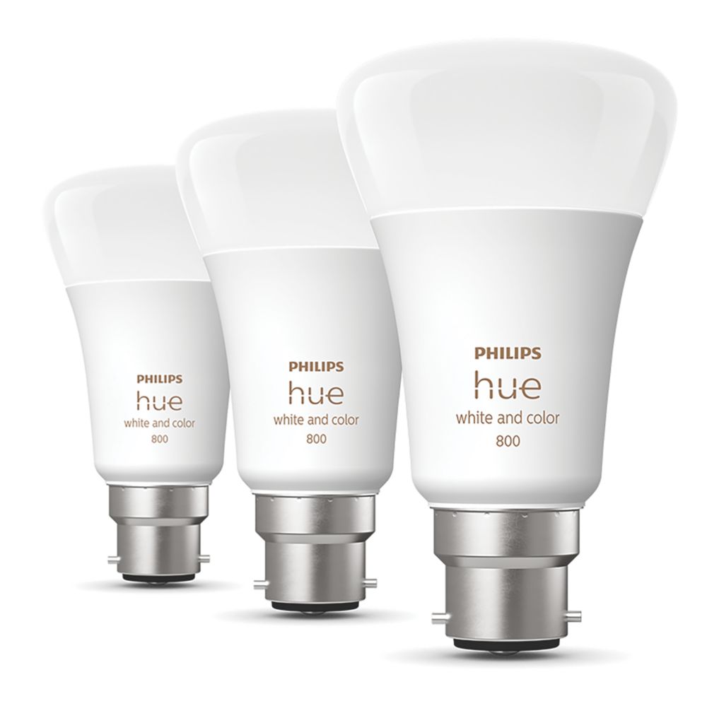 Image of Philips Hue ES A60 LED Smart Light Bulb 6W 800lm 3 Pack 