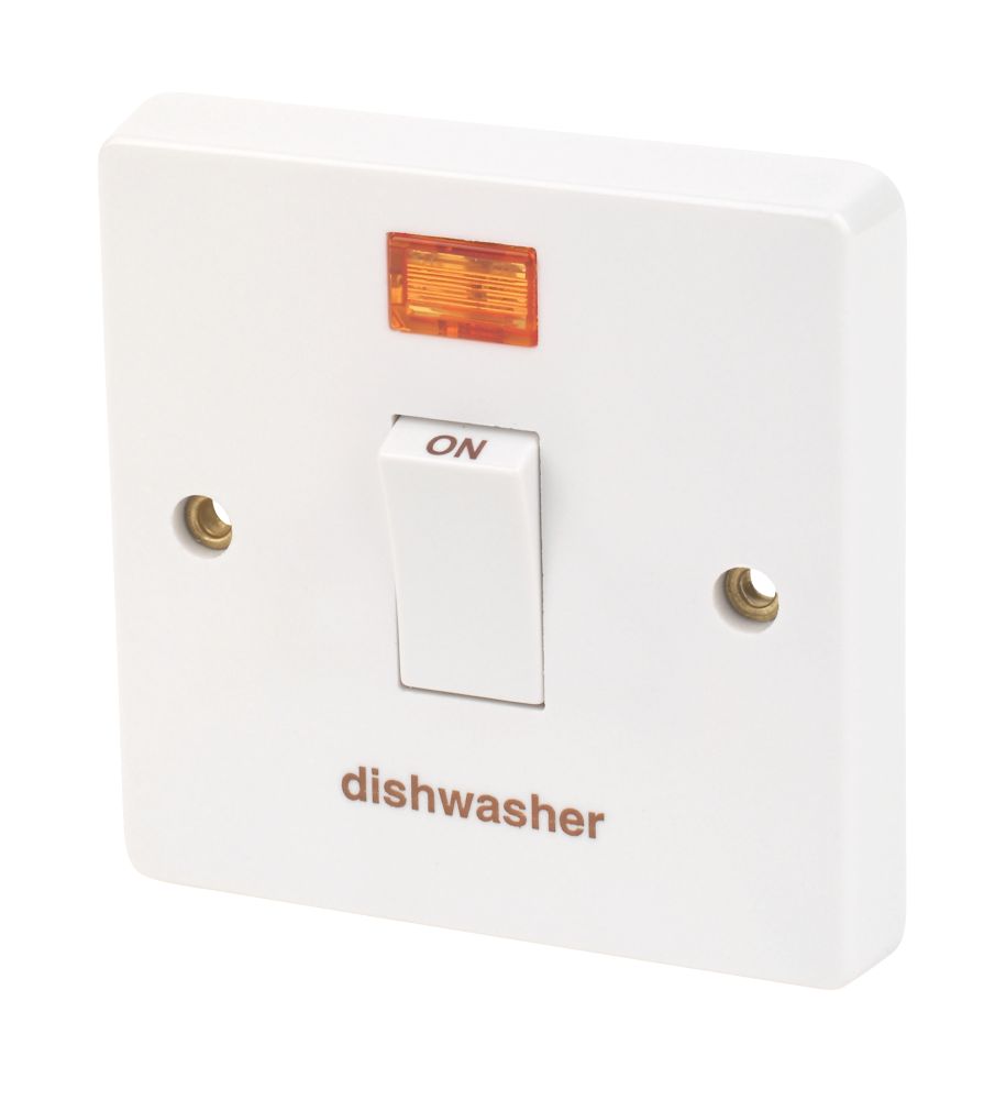 Image of Crabtree Capital 20A 1-Gang DP Dishwasher Switch White with Neon 