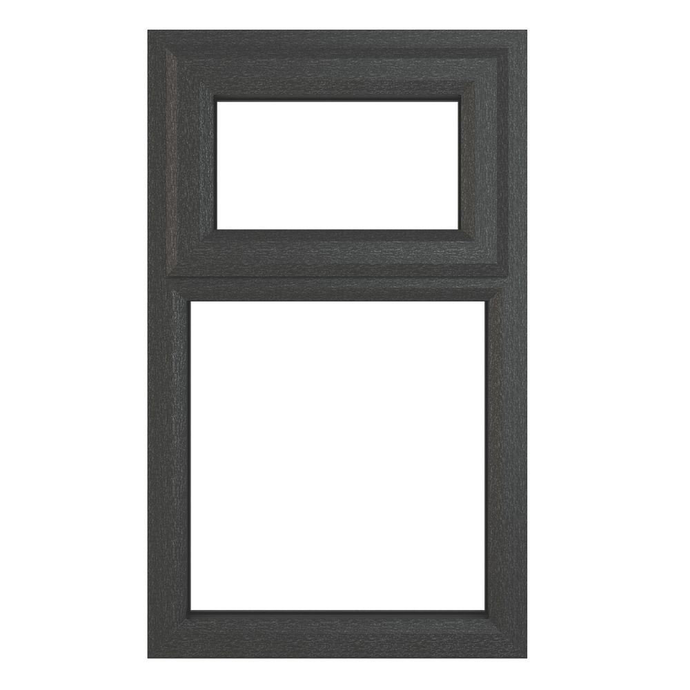 Image of Crystal Top Opening Clear Triple-Glazed Casement Anthracite on White uPVC Window 610mm x 1115mm 