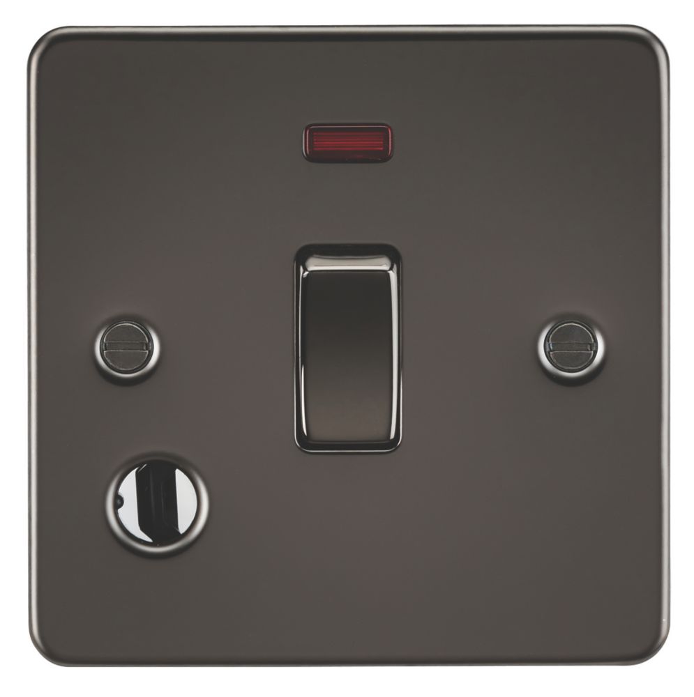 Image of Knightsbridge 20A 1-Gang DP Control Switch & Flex Outlet Gunmetal with LED 