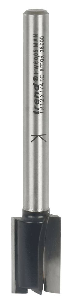Image of Trend TR12X1/4TC 1/4" Shank Double-Flute Straight Long Reach 2-Flute Router Cutter 12mm x 19mm 