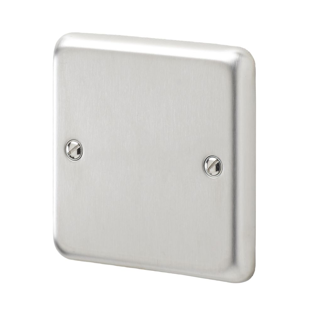 Image of MK Contoura 1-Gang Blanking Plate Brushed Stainless Steel 