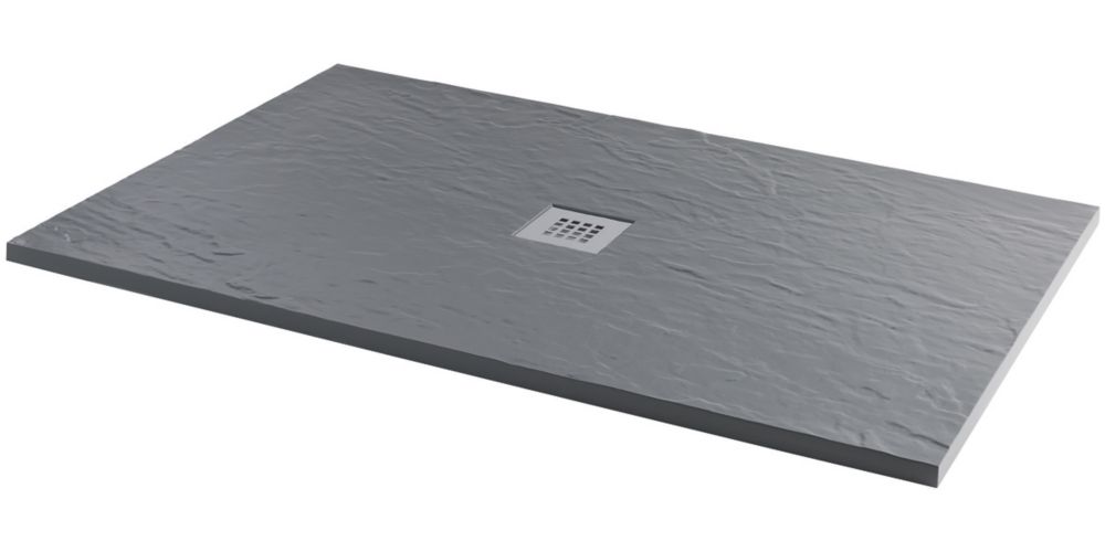 Image of Essentials Rectangular Shower Tray with Waste Slate Grey 1600mm x 800mm x 25mm 