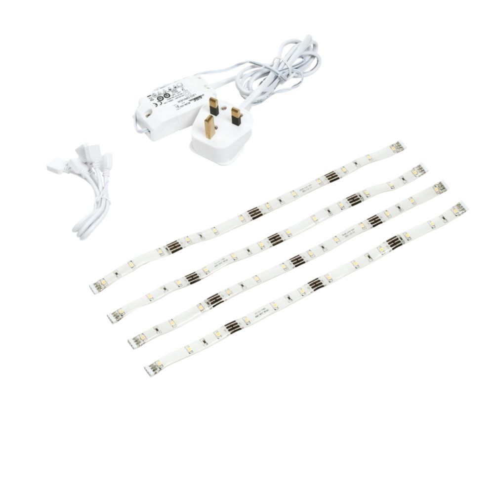 Image of LAP Izo Flex 295mm LED Cabinet Striplight 4 x 1W 4 x 60lm 4 Pack 