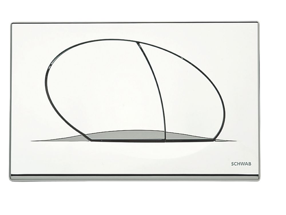 Image of Fluidmaster Schwab Ovate Duo 257422 Dual-Flush Flushing Plate Gloss Chrome 