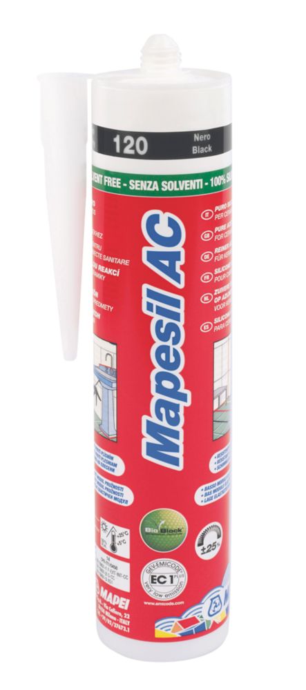 Image of Mapei Mapesil Solvent-Free Silicone Sealant Black 310ml 