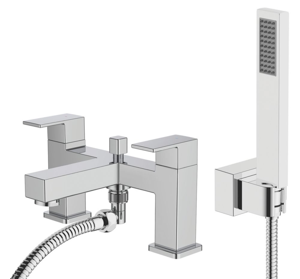 Image of Swirl Carna Deck-Mounted Bath Shower Mixer Chrome Plated 