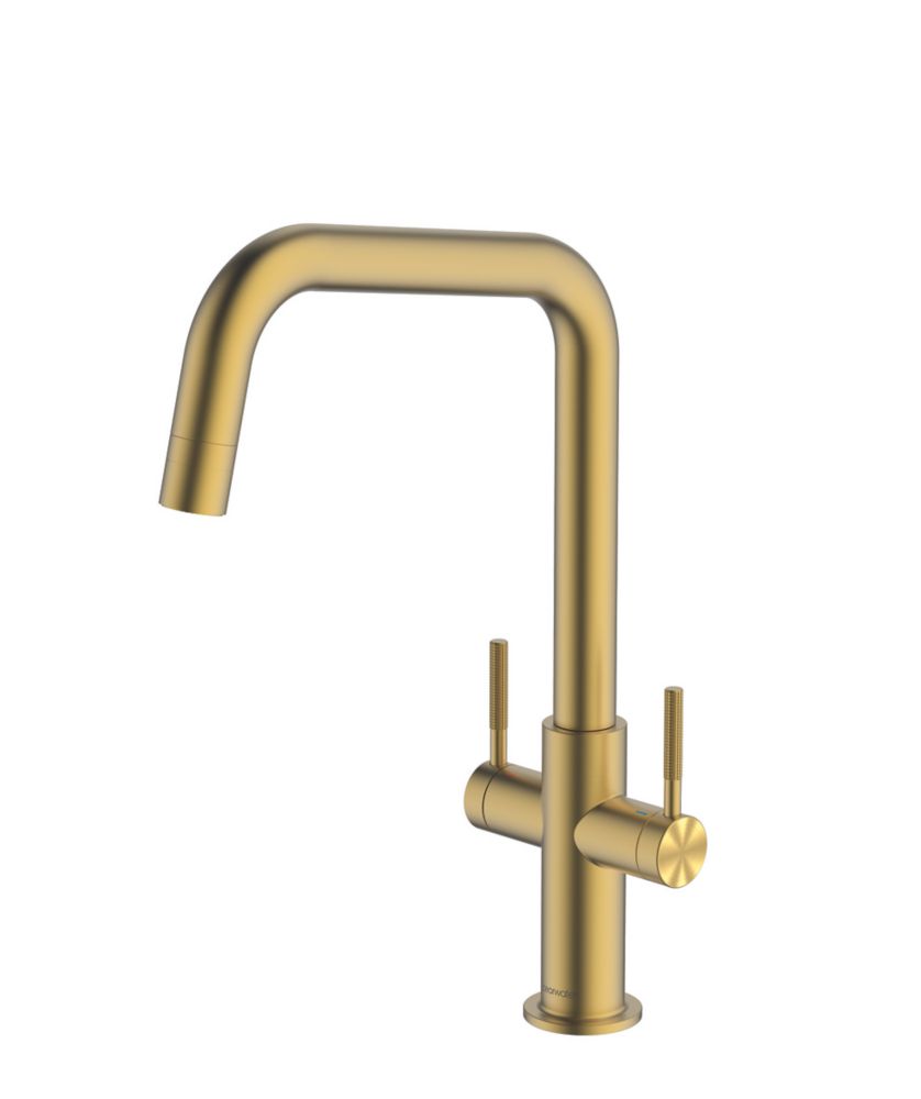 Image of Clearwater Topaz U-Spout Monobloc Mixer Tap Brushed Brass PVD 