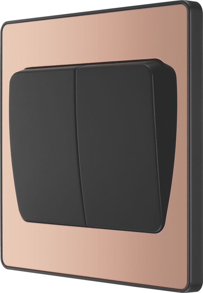 Image of British General Evolve 20 A 16AX 2-Gang 2-Way Wide Rocker Light Switch Copper with Black Inserts 