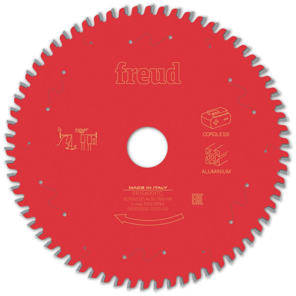 Image of Freud F03FS10092 Aluminium/Plastic Circular Saw Blade 210mm x 30mm 66T 