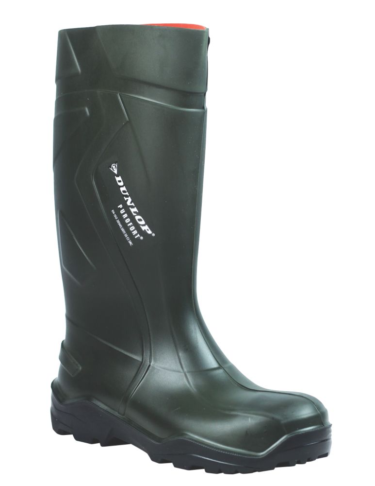 Image of Dunlop Purofort+ Safety Wellies Green Size 10 