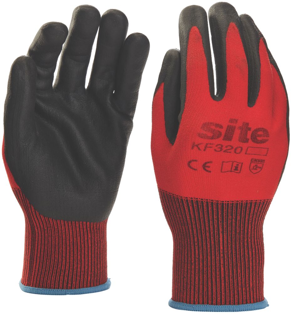 Image of Site 320 Nitrile Foam Coated Gloves Red / Black Large 