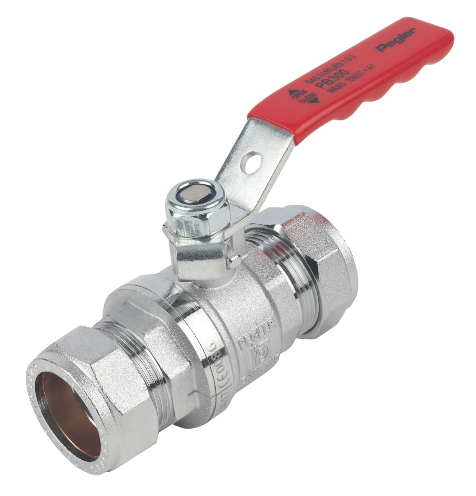Image of Pegler PB300 Lever Ball Valve Red 28mm 