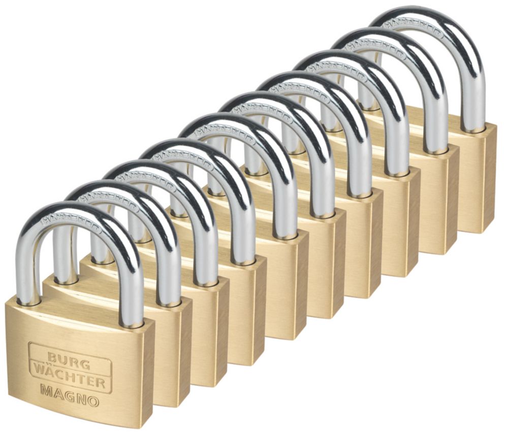 Image of Burg-Wachter Brass Keyed Alike Padlocks 60mm 10 Pack 