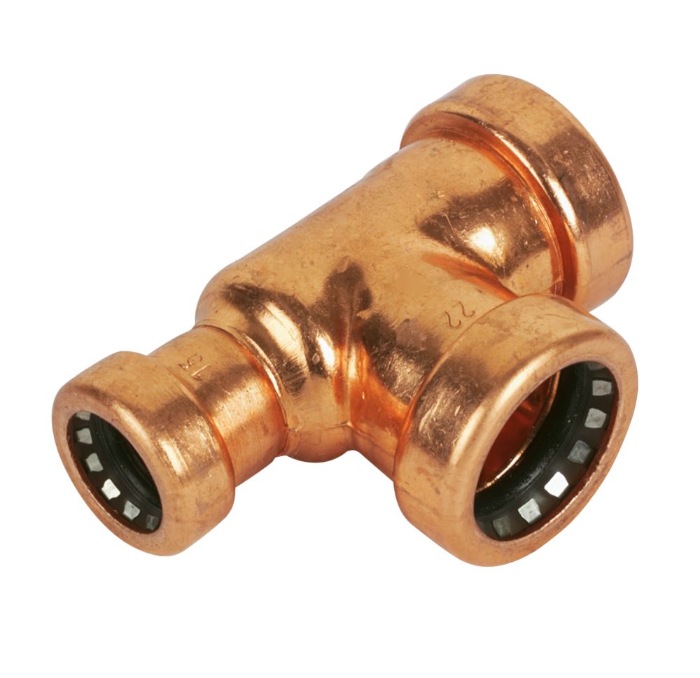 Image of Tectite Sprint Copper Push-Fit Reducing Tee 22mm x 15mm x 22mm 