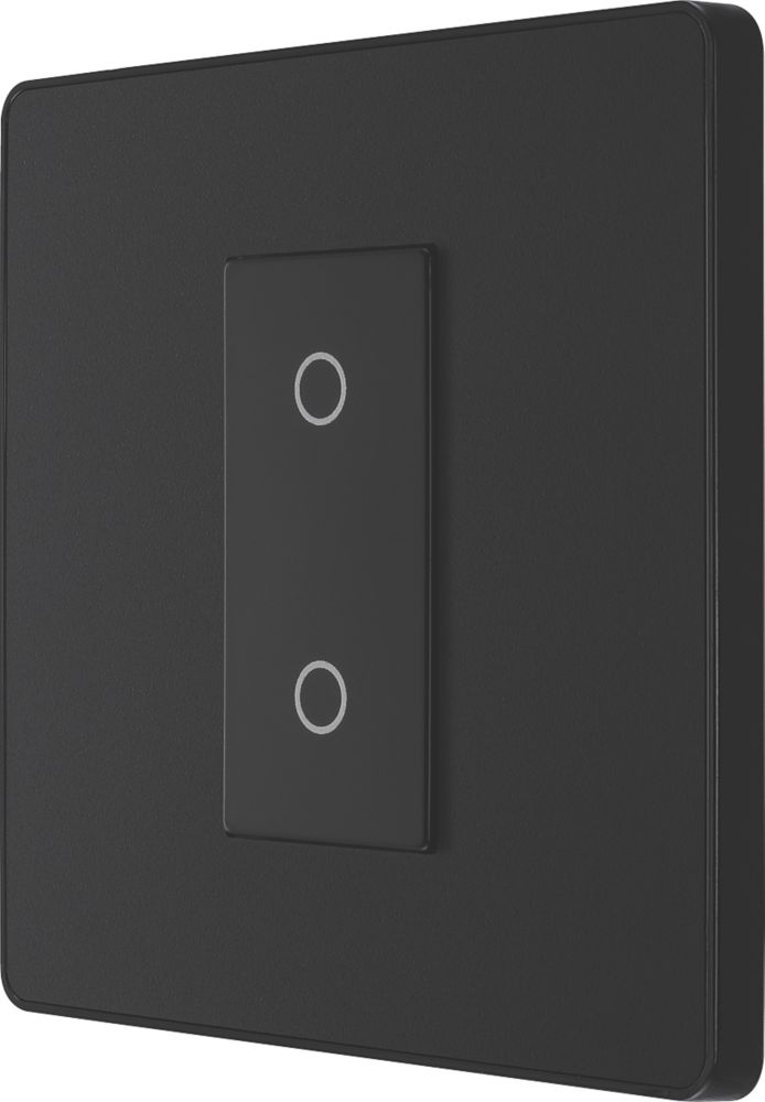 Image of British General Evolve 1-Gang 2-Way LED Single Secondary Trailing Edge Touch Dimmer Switch Matt Black with Black Inserts 