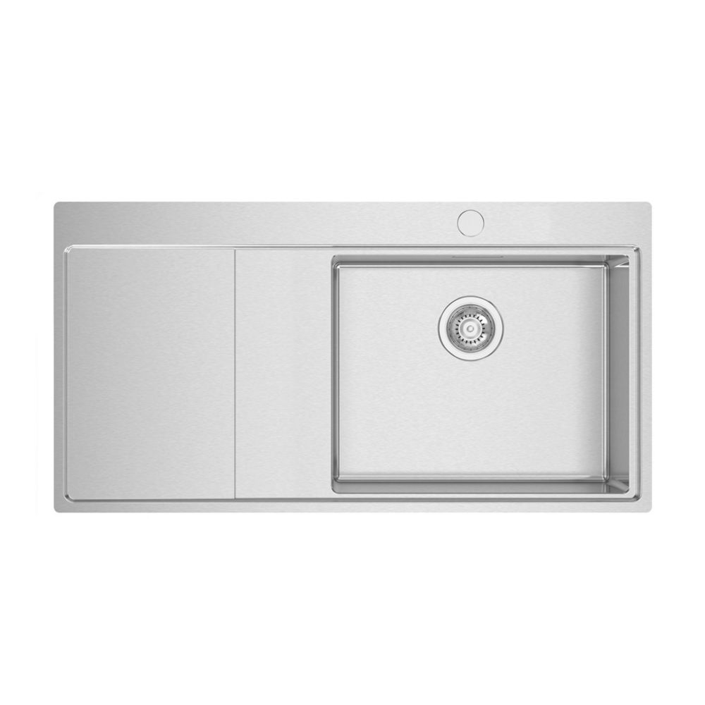 Image of Clearwater Xeron 1 Bowl Stainless Steel Kitchen Sink with LH Single Drainer Brushed Steel 1000mm x 520mm 