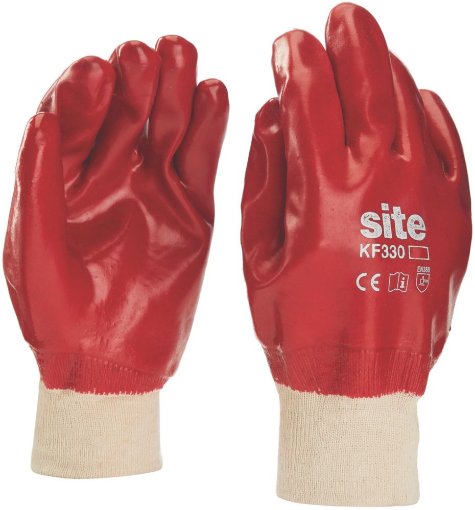 Image of Site 330 PVC Fully-Coated Gloves Red Large 