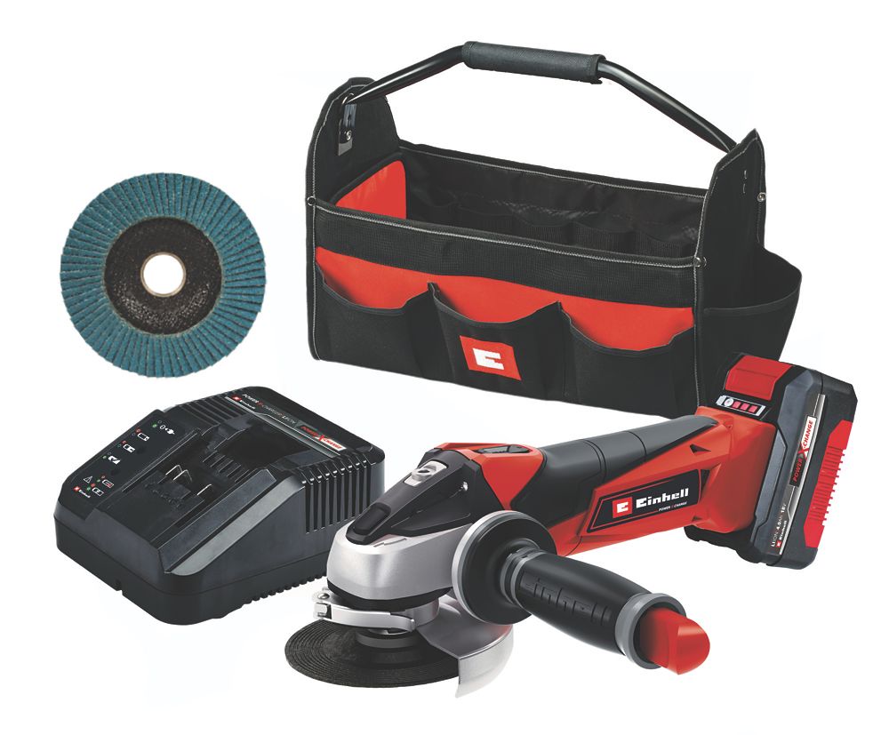 Image of Einhell TE-AG 18/115 Li 18V 1 x 4.0Ah Li-Ion Power X-Change 4.5" Cordless Angle Grinder 