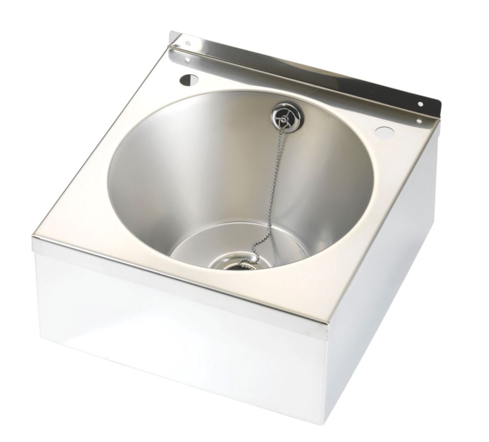 Image of Model B 1 Bowl Stainless Steel 2-Tap Hole Wall-Hung Wash Basin 345mm x 185mm 